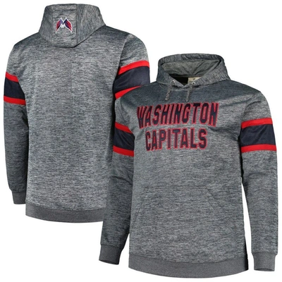 Profile Men's Heather Charcoal Washington Capitals Big And Tall Stripe Pullover Hoodie
