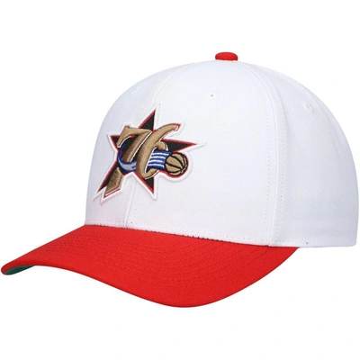 Mitchell & Ness Men's  White, Red Philadelphia 76ers Hardwood Classics Core 2-tone 2.0 Pro Snapback H In White,red