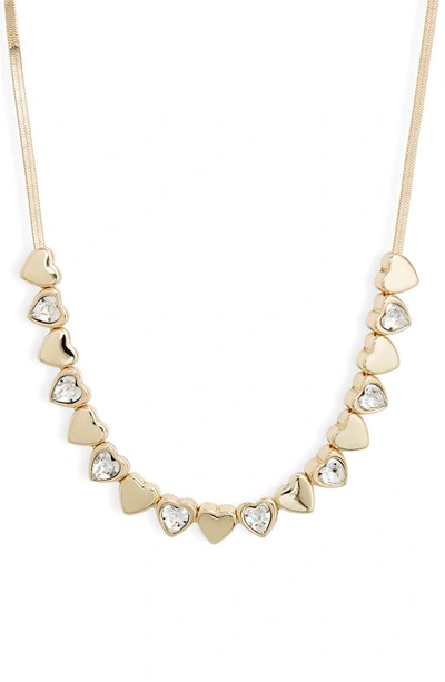 Nordstrom Crystal Heart Frontal Necklace In Clear- Gold