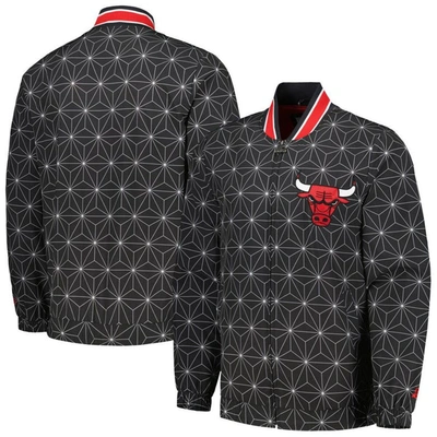 Starter Black Chicago Bulls In-field Play Fashion Satin Full-zip Varsity Jacket