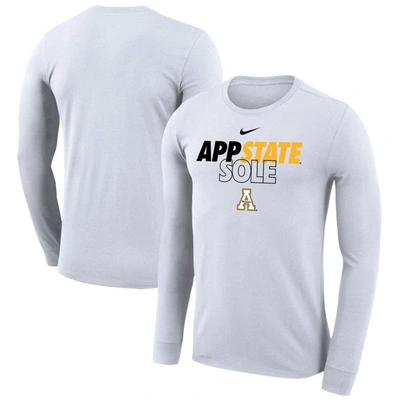 Nike White Appalachian State Mountaineers 2023 On Court Bench Long Sleeve T-shirt