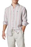 Rodd & Gunn Gimmerburn Stripe Linen Button-up Shirt In Snow
