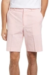 Berle Flat Front Seersucker Shorts In Orange