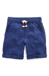 Mini Boden Kids' Stripe Cuffed Cotton Shorts In Dark Chambray