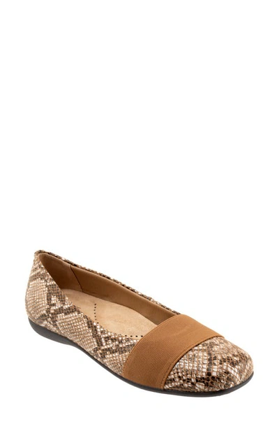 Trotters Samantha Flat In Brown Snake