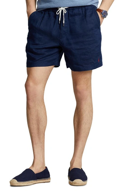 Polo Ralph Lauren Prepsters Linen Shorts In Navy