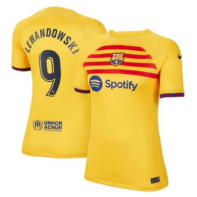 Nike Dressing Gownrt Lewandowski Yellow Barcelona 2022/23 Fourth Breathe Stadium Replica Player Jersey