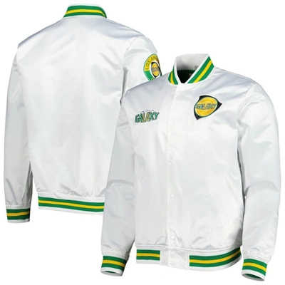 Mitchell & Ness Men's  White La Galaxy City Full-snap Satin Jacket