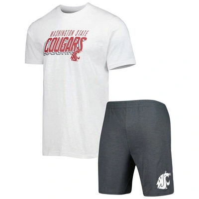 Concepts Sport Charcoal/white Washington State Cougars Downfield T-shirt & Shorts Set