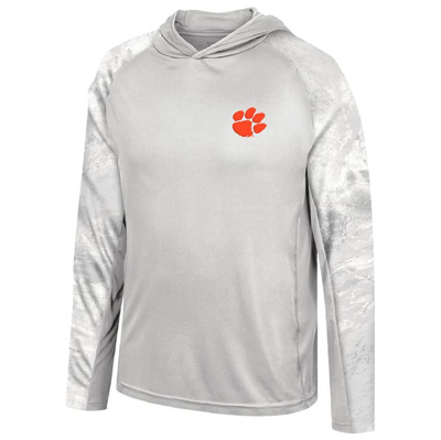 Colosseum Men's  Gray, Realtree Camo Clemson Tigers Gulf Stream Raglan Long Sleeve Hooded T-shirt