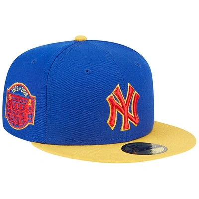 New Era Men's  Royal, Yellow New York Yankees Empire 59fifty Fitted Hat In Royal,yellow