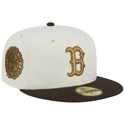 New Era Men's  White, Brown Boston Red Sox 1915 World Series 59fifty Fitted Hat In White,brown
