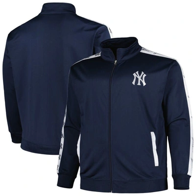 Profile Men's Navy New York Yankees Big And Tall Tricot Track Full-zip Jacket