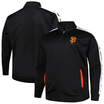Profile Men's Black San Francisco Giants Big And Tall Tricot Track Full-zip Jacket