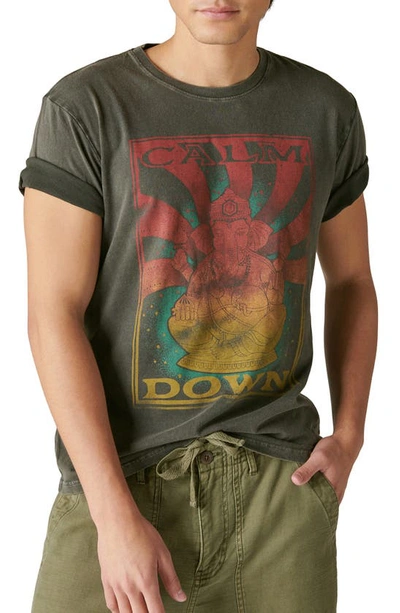 Lucky Brand Calm Ganesh Cotton Graphic Tee In Jet Black