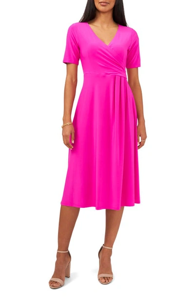 Chaus V-neck Dress In Fiercely Fuchsia