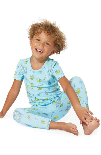 Bellabu Bear Babies'  Kids' Blue Lemonade Fitted Two-piece Pajamas In Lemonade Blue