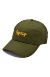 A Life Well Dressed Legacy Statement Baseball Cap In Forest/ Gold