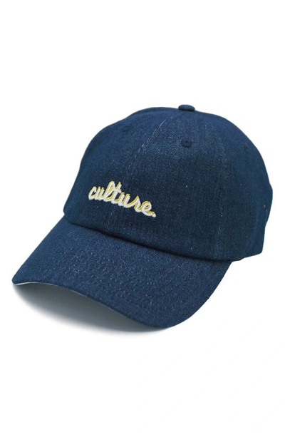 A Life Well Dressed Culture Statement Baseball Cap In Denim/ White