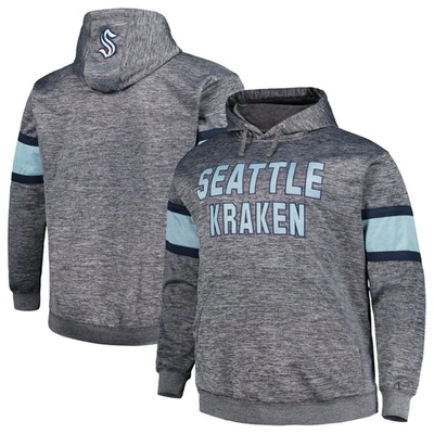 Profile Men's Heather Charcoal Seattle Kraken Big And Tall Stripe Pullover Hoodie