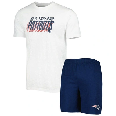 Concepts Sport Navy/white New England Patriots Downfield T-shirt & Shorts Sleep Set