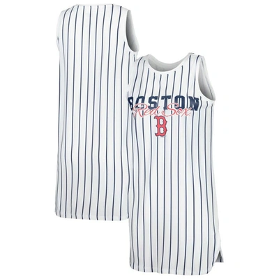 Concepts Sport White Boston Red Sox Reel Pinstripe Knit Sleeveless Nightshirt