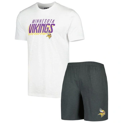 Concepts Sport Charcoal/white Minnesota Vikings Downfield T-shirt & Shorts Sleep Set