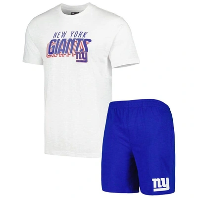 Concepts Sport Men's  Royal, White New York Giants Downfield T-shirt And Shorts Sleep Set In Royal,white