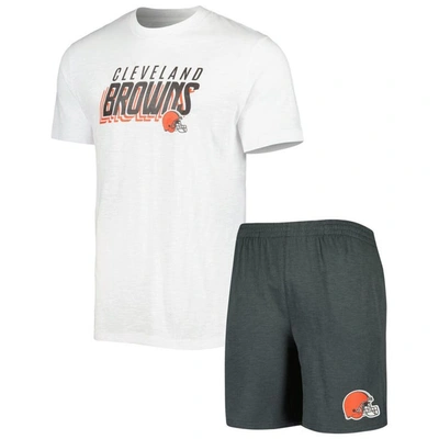 Concepts Sport Charcoal/white Cleveland Browns Downfield T-shirt & Shorts Sleep Set
