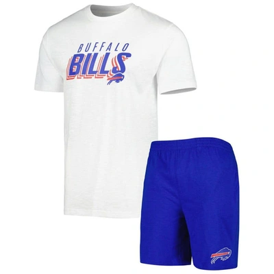 Concepts Sport Men's  Royal, White Buffalo Bills Downfield T-shirt And Shorts Sleep Set In Royal,white