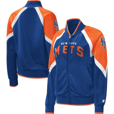 Starter Royal New York Mets Touchdown Raglan Full-zip Track Jacket