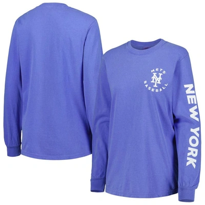 Soft As A Grape Royal New York Mets Team Pigment Dye Long Sleeve T-shirt