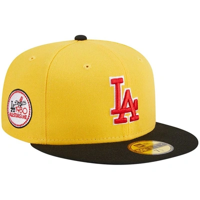 New Era Men's  Yellow, Black Los Angeles Dodgers Grilled 59fifty Fitted Hat In Yellow,black