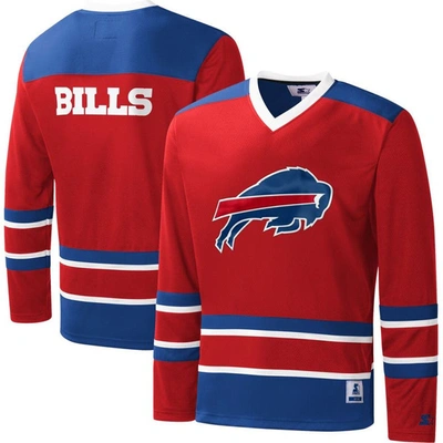 Starter Red Buffalo Bills Cross-check V-neck Long Sleeve T-shirt