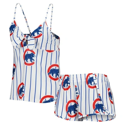Concepts Sport Women's  White Chicago Cubs Reel Allover Print Tank Top And Shorts Sleep Set