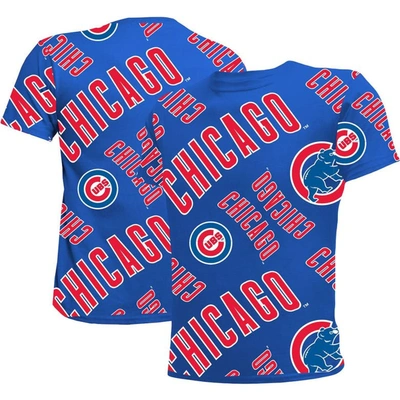 Stitches Kids' Youth  Royal Chicago Cubs Allover Team T-shirt