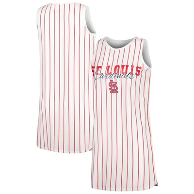 Concepts Sport White St. Louis Cardinals Reel Pinstripe Knit Sleeveless Nightshirt