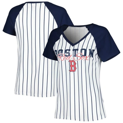 Concepts Sport White Boston Red Sox Reel Pinstripe Nightshirt