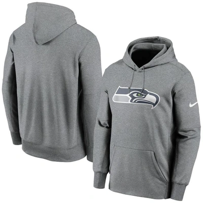 Nike Heathered Charcoal Seattle Seahawks Primary Logo Therma Pullover Hoodie