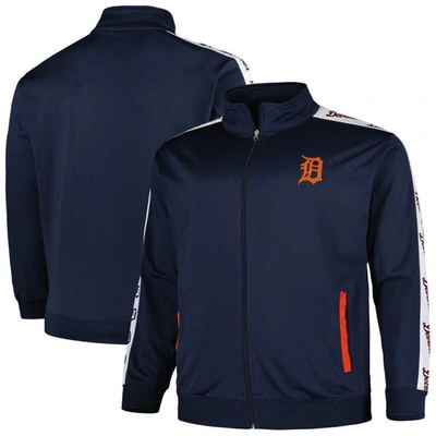Profile Men's Navy Detroit Tigers Big And Tall Tricot Track Full-zip Jacket