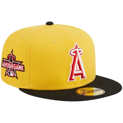 New Era Men's  Yellow, Black Los Angeles Angels Grilled 59fifty Fitted Hat In Yellow,black
