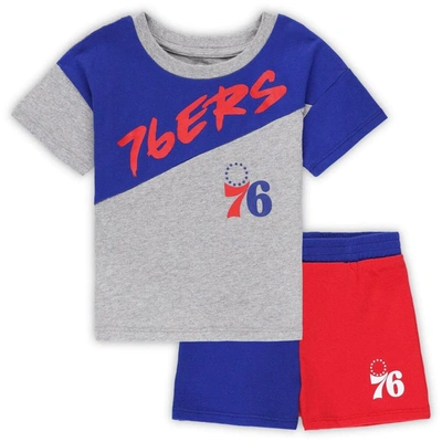 Outerstuff Kids' Toddler Royal/gray Philadelphia 76ers Super Star T-shirt & Shorts Set