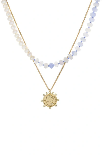 Panacea Layered Pendant Necklace In Blue