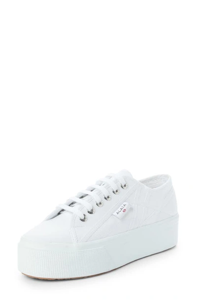 Alaïa X Superga Platform Sneaker In Blanc Casse