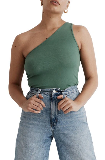 Madewell Brightside One-shoulder Tank In Trellis Green