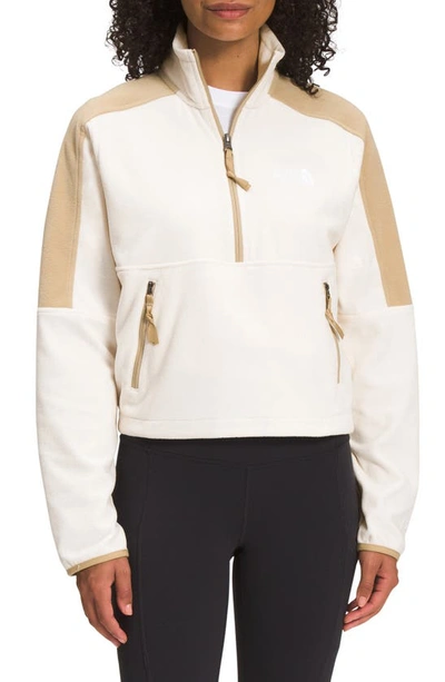 The North Face Polartec® 100 Crop Jacket In Gardenia White/ Khaki Stone