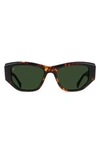 Raen Ynez 54mm Mirrored Square Sunglasses In Ristretto Tortoise/ Green
