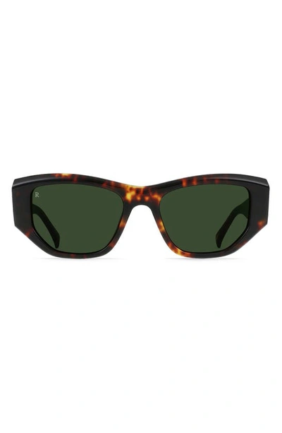 Raen Ynez 54mm Mirrored Square Sunglasses In Ristretto Tortoise/ Green