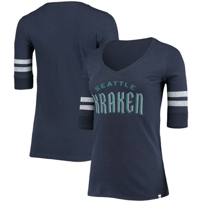 47 ' Deep Sea Blue Seattle Kraken Flanker Stripes Half-sleeve V-neck T-shirt In Navy