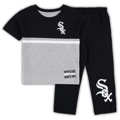 Outerstuff Kids' Toddler Black/white Chicago White Sox Batters Box T-shirt & Pants Set